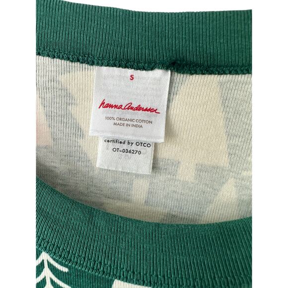 Hanna Andersson Green & White Christmas Tree Print Pajama Shirt Size Small - Picture 4 of 9